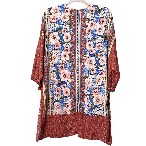 UMGEE  Open Front Kimono Floral Bohemian Size M Mix Print Beach Cover-Up Light - Picture 3 of 11